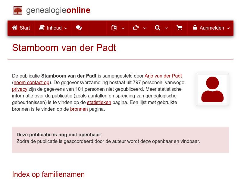 Screenshot van website