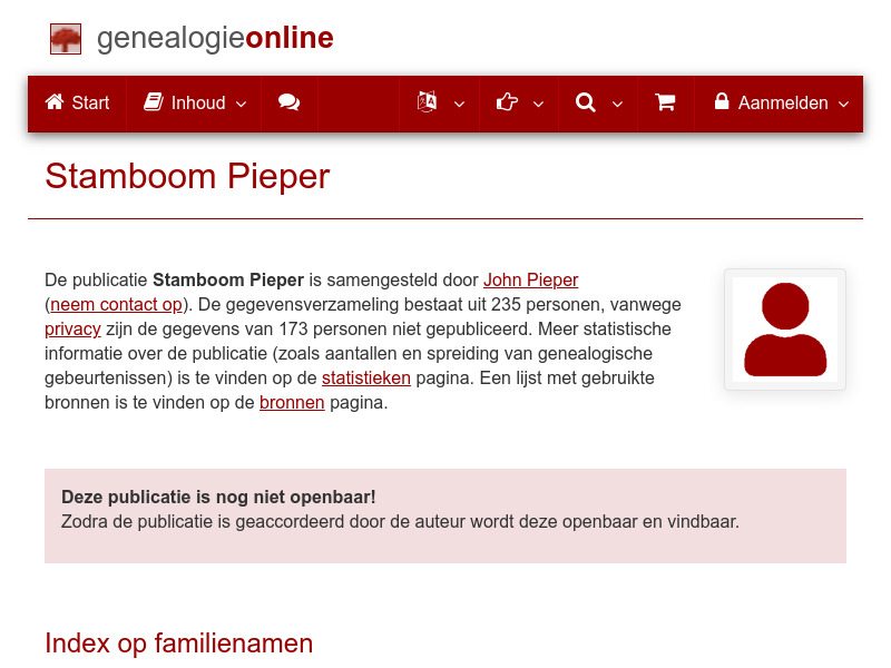 Screenshot van website