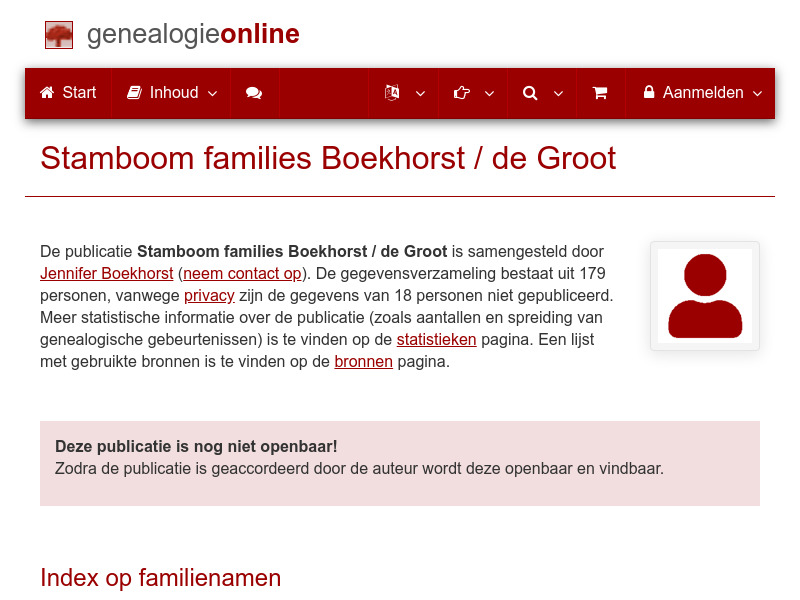 Screenshot van website