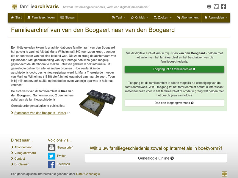 Screenshot van website