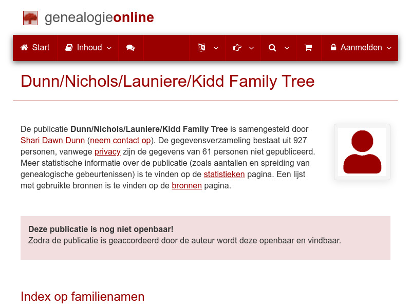 Screenshot van website