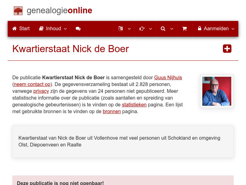Screenshot van website