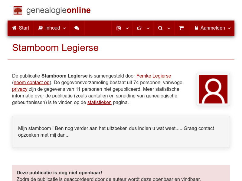 Screenshot van website