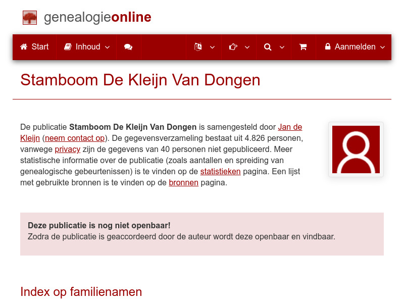 Screenshot van website