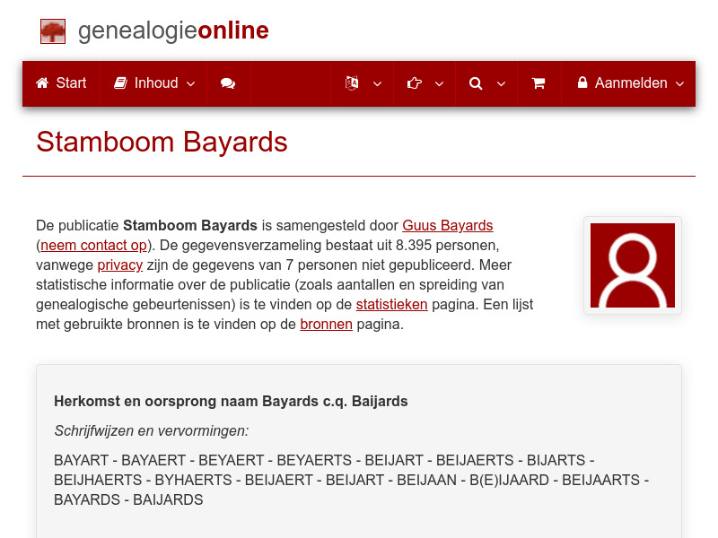 Screenshot van website