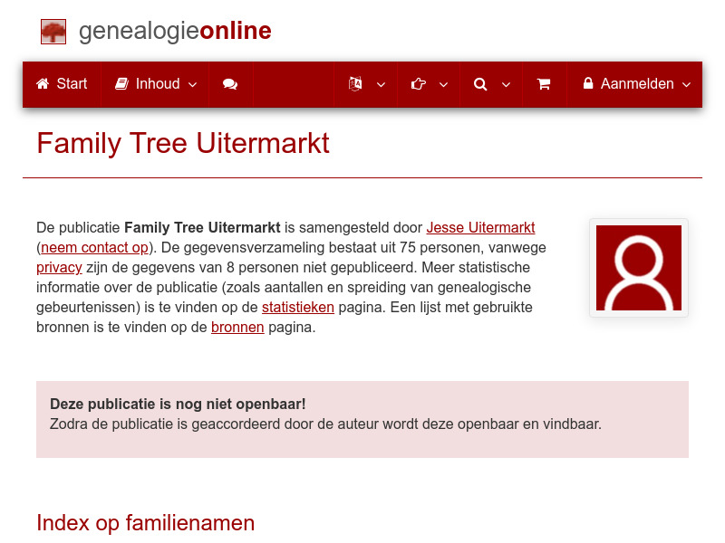 Screenshot van website