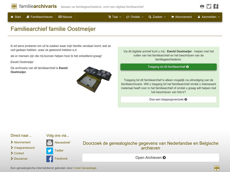 Screenshot van website
