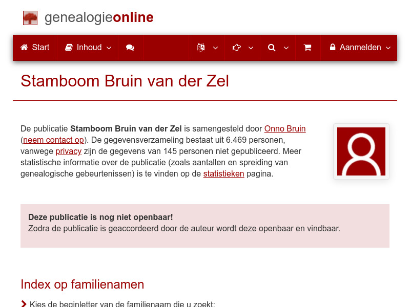 Screenshot van website