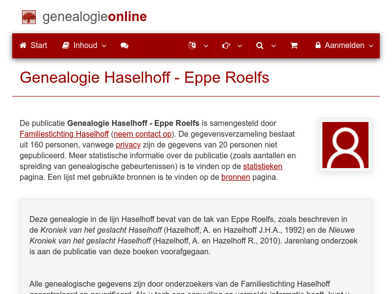 Screenshot van website