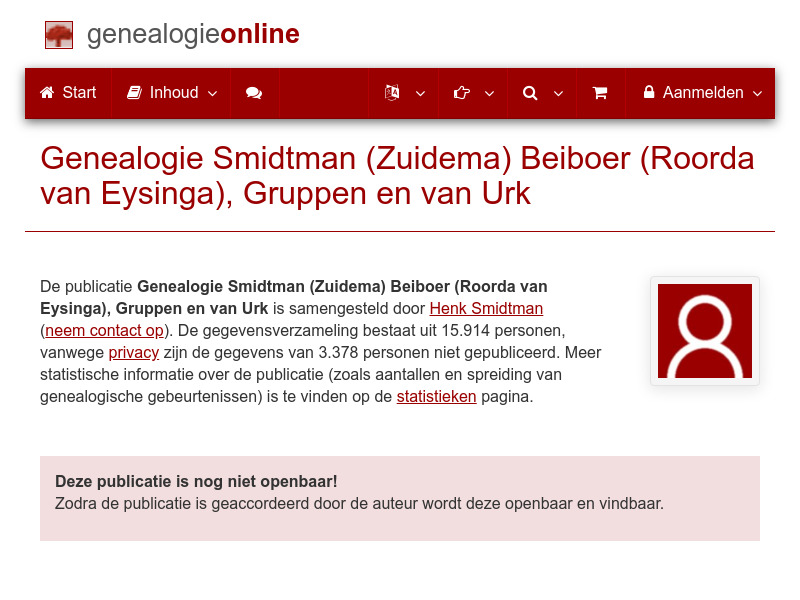 Screenshot van website