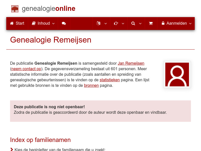 Screenshot van website