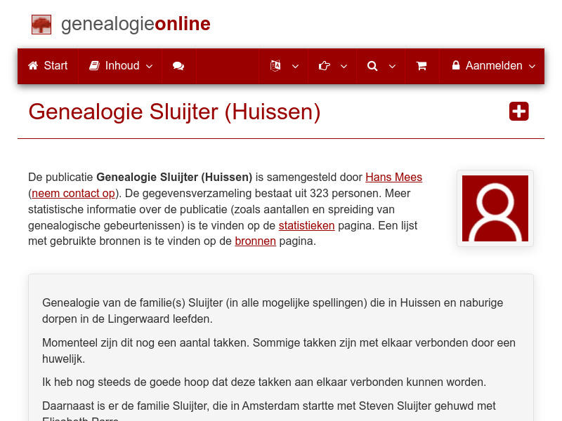 Screenshot van website