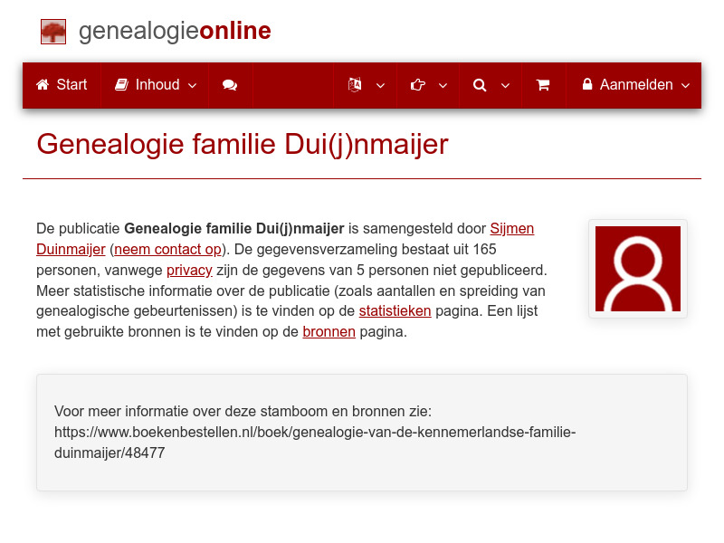 Screenshot van website