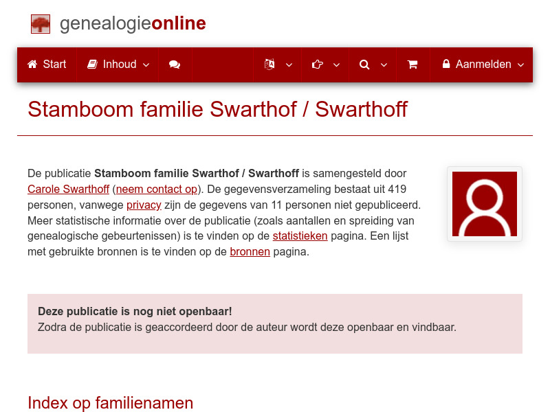 Screenshot van website