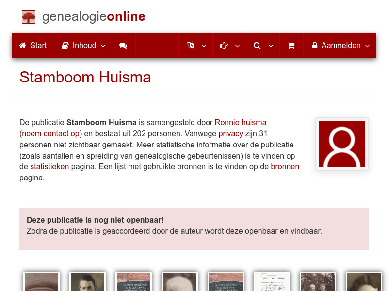 Screenshot van website