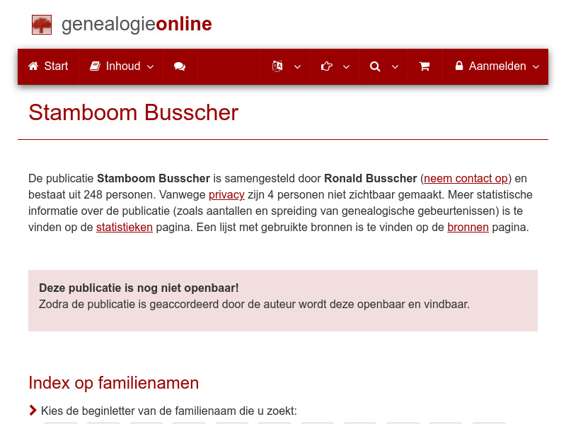 Screenshot van website