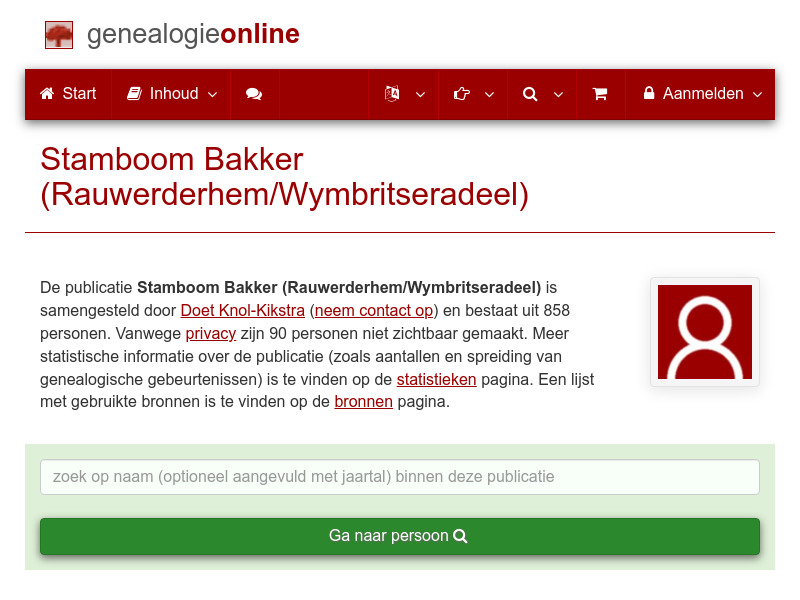 Screenshot van website