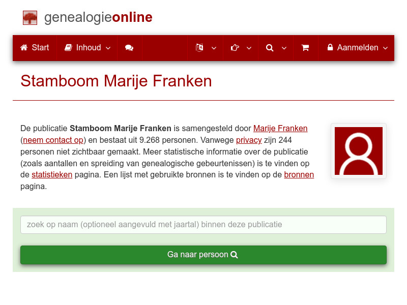 Screenshot van website