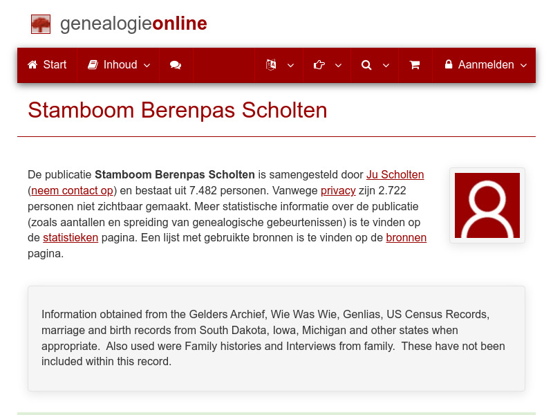 Screenshot van website
