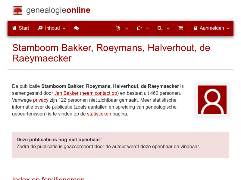 Screenshot van website