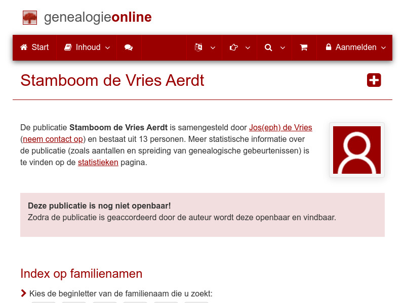Screenshot van website