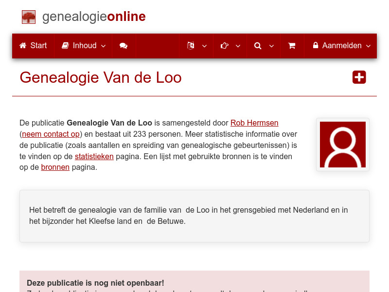 Screenshot van website