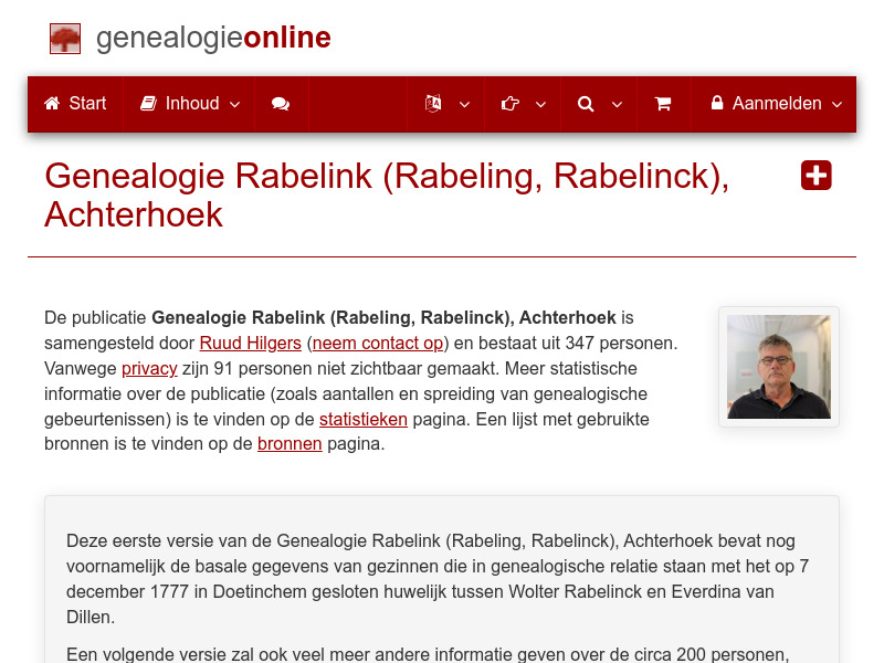 Screenshot van website