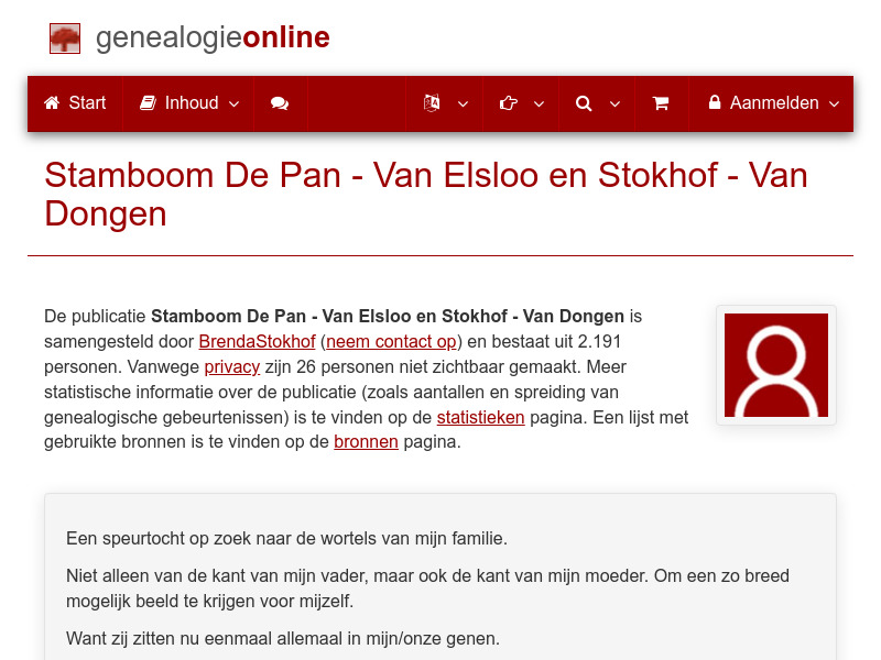 Screenshot van website