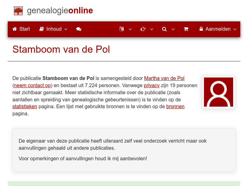 Screenshot van website