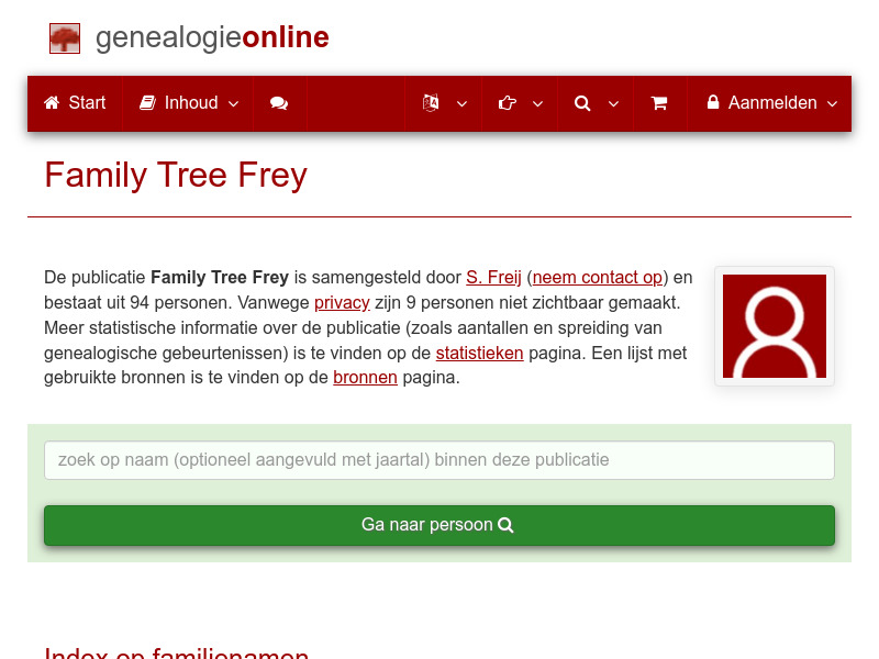 Screenshot van website