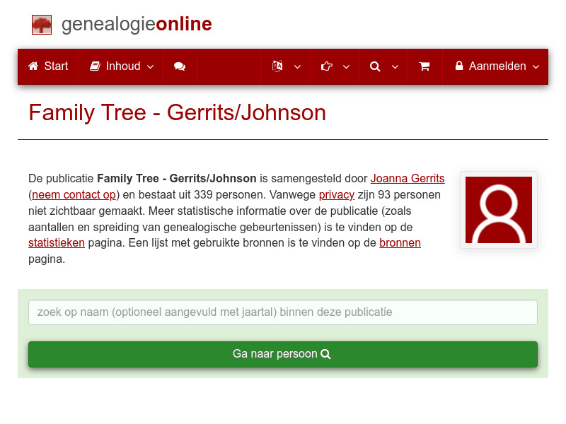 Screenshot van website