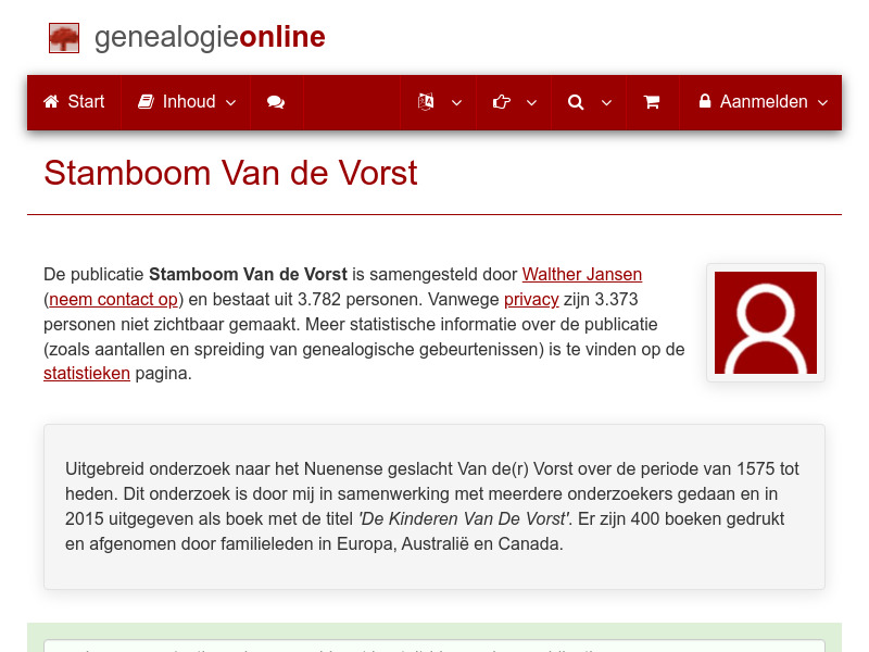 Screenshot van website