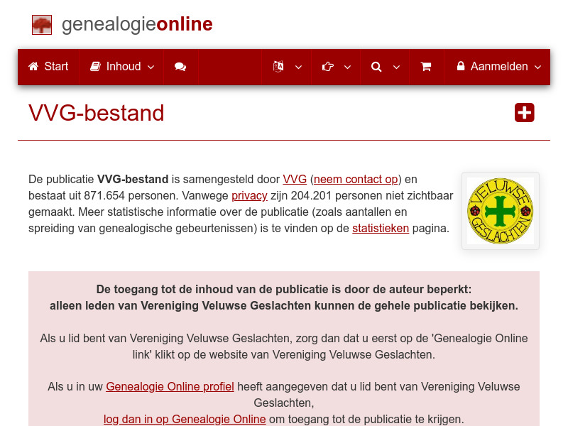 Screenshot van website