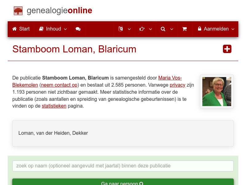 Screenshot van website