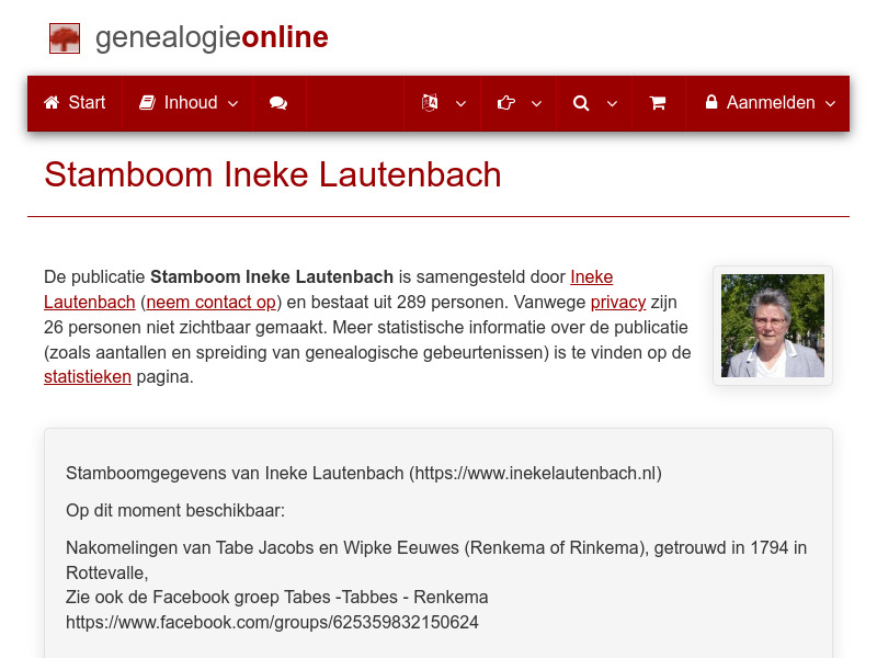 Screenshot van website