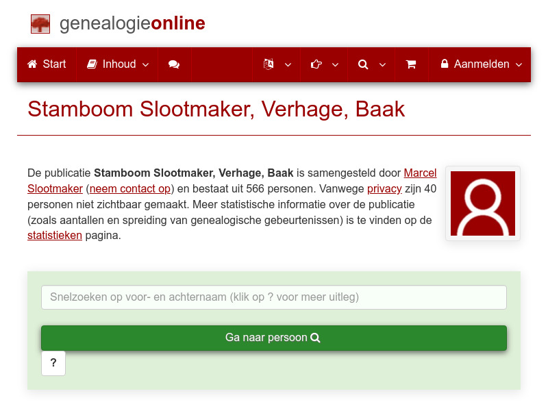 Screenshot van website