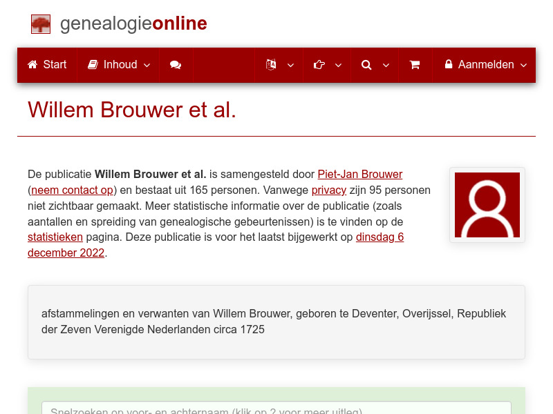Screenshot van website