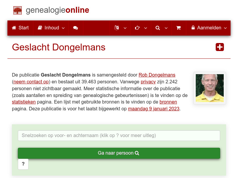Screenshot van website