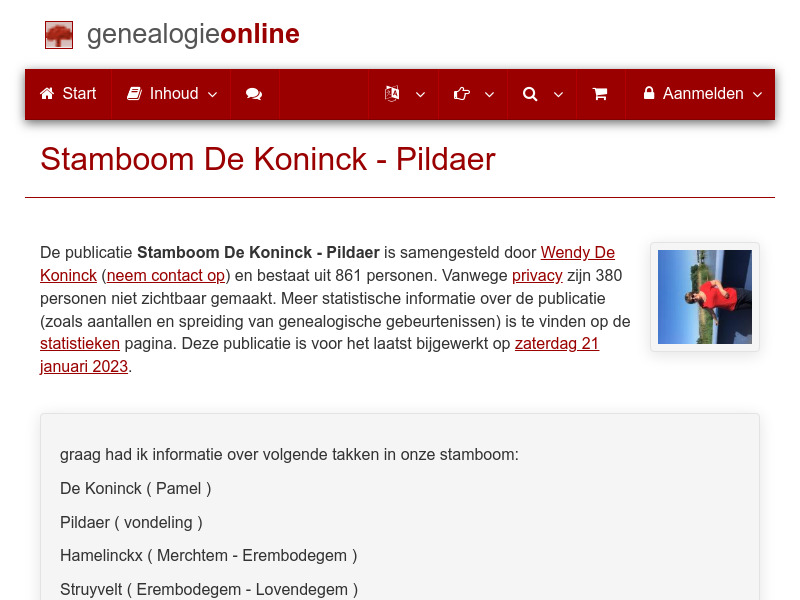 Screenshot van website
