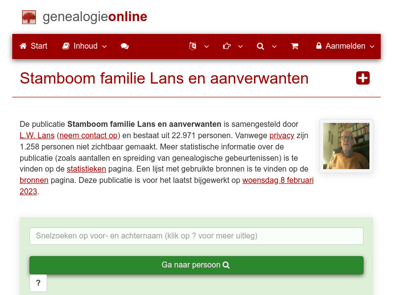 Screenshot van website