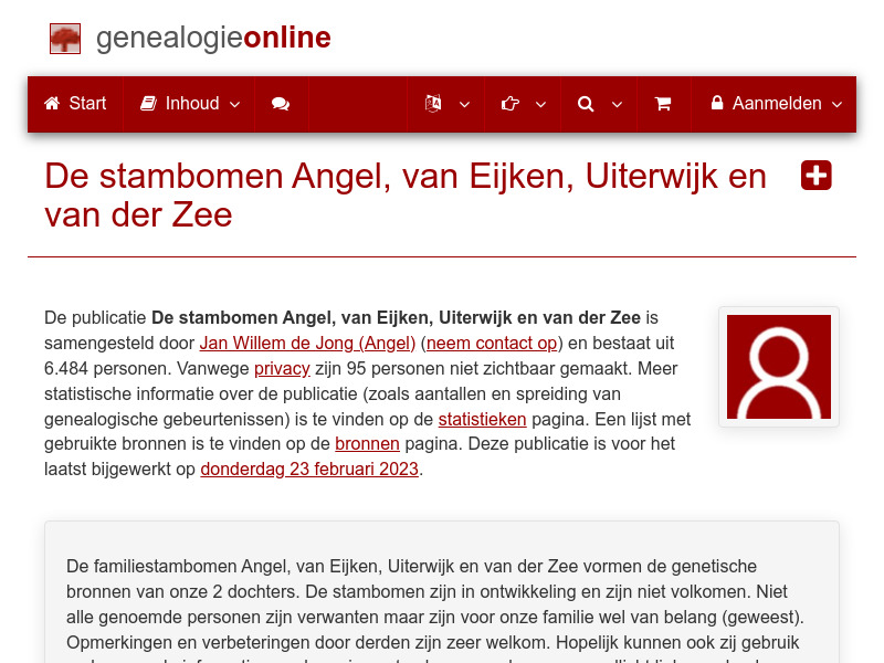 Screenshot van website