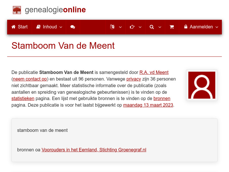 Screenshot van website