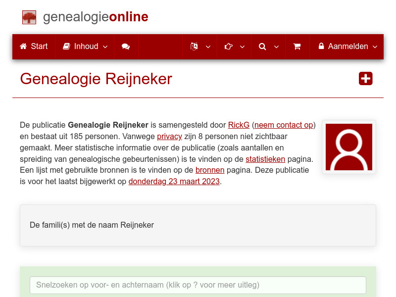 Screenshot van website