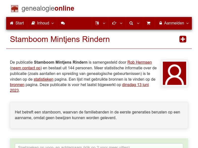 Screenshot van website