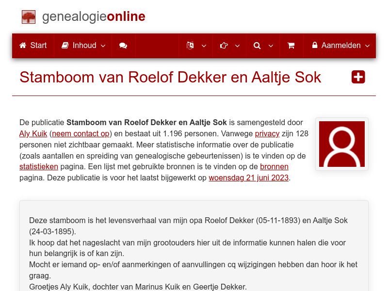 Screenshot van website