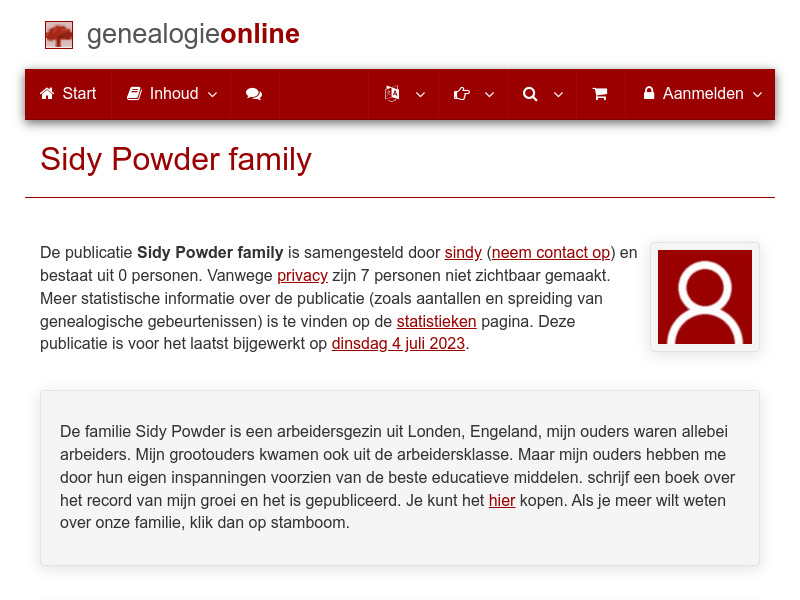 Screenshot van website