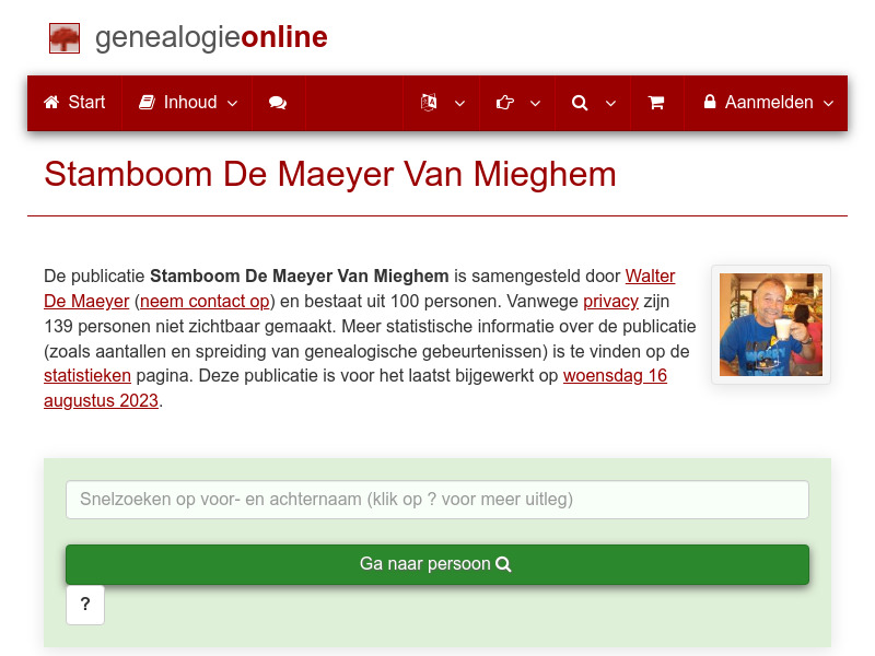 Screenshot van website