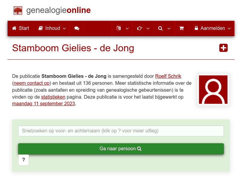 Screenshot van website