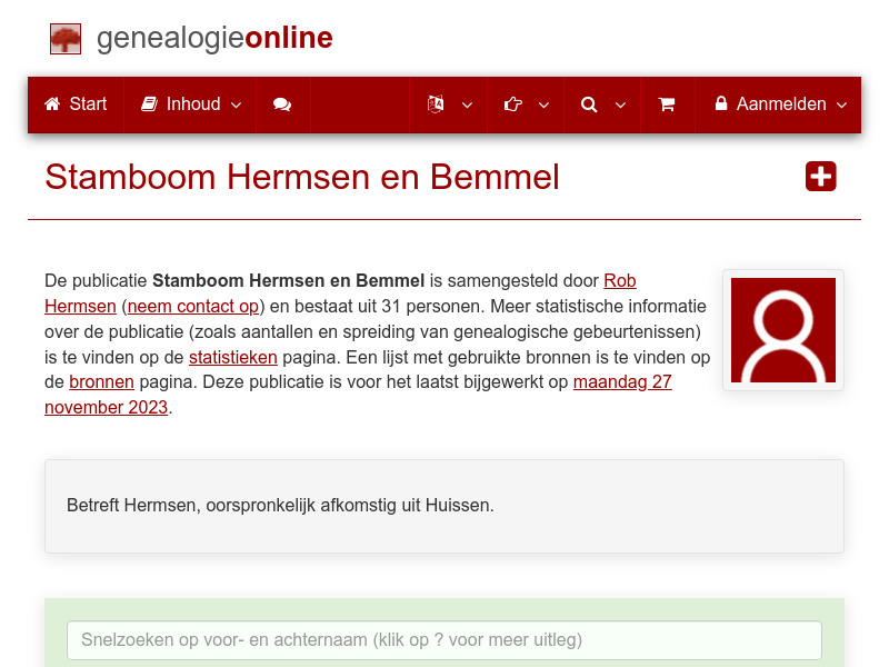 Screenshot van website