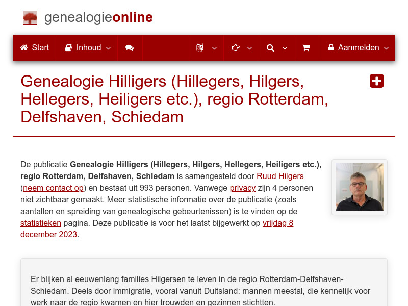 Screenshot van website
